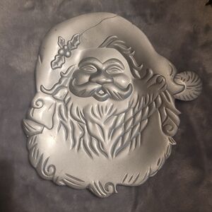 Vintage Pewter Santa Claus Dish
